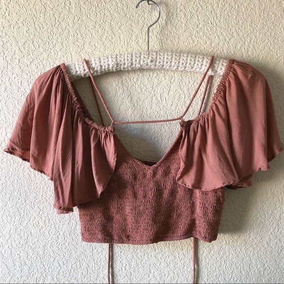 Indah Roxy Ruffled Crop Top Dusty Rose - Picture 5 of 8